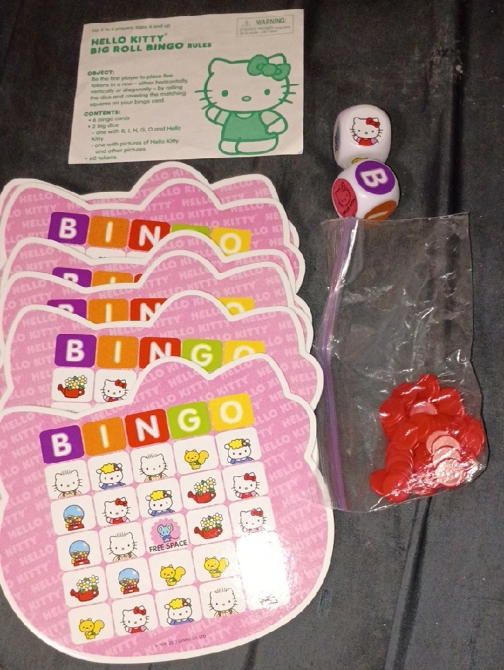 Hello Kitty Pink and Red Big Roll Bingo Game Set